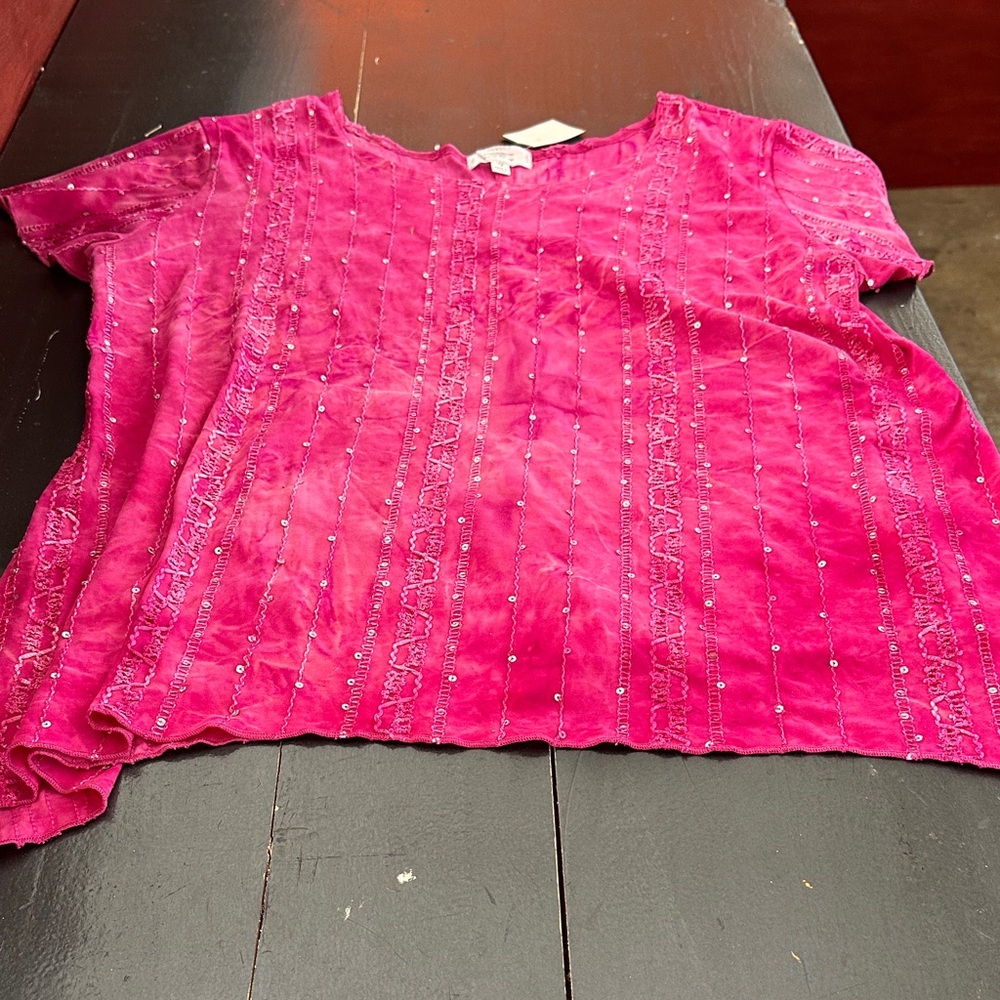 Elegant Fuchsia Short Sleeve Women's Top